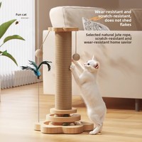 Poste rascador de madera duradero y divertido para gatos, con bolas giratorias, todo en uno, resistente a los arañazos, para trepar y explorar.