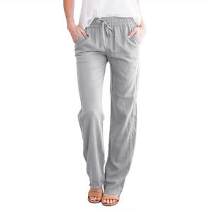 Femmes printemps été coton <span class=keywords><strong>lin</strong></span> décontracté cordon cordon grande taille <span class=keywords><strong>pantalon</strong></span> en gros européen américain coton <span class=keywords><strong>lin</strong></span> <span class=keywords><strong>pantalon</strong></span> - Product Image 3