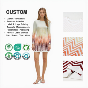 เดรสไหมพรมคอกลมแขนกุดสำหรับผู้หญิง, เดรสสั้นทรงเข้ารูปแบบไล่สี, เสื้อสเวตเตอร์มินิเดรส, เสื้อผ้าลำลองฤดูร้อนสำหรับผู้หญิงขายส่ง - Product Image 1
