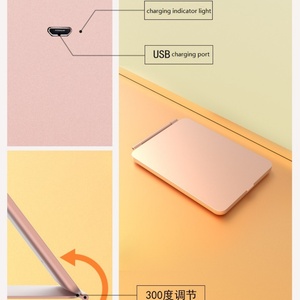 Miroir cosmétique de voyage pliable avec éclairage LED, écran tactile à 3 couleurs réglables, miroir de maquillage portable (personnalisé) - Product Image 4