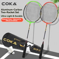 Ensemble de raquettes de badminton en alliage d'aluminium composite, best-seller, double pack, léger, avec joint en T, manche flexible, pour débutants et entraînement