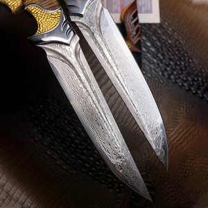 Damascus thép thẳng dao rèn tích hợp Keel gấp dao với bóng trắng gỗ xử lý và da trường hợp - Product Image 5