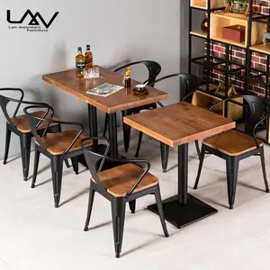 Juego de comedor de Metal clásico, muebles de restaurante, mesa de comedor y sillas, juego de café