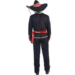 Disfraz Mexicano del Día de Muertos para Adultos, Talla M, Negro, Rojo y Dorado, Tema Occidental de Fantasía, Disfraz de Halloween - Product Image 4