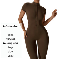 Vente en gros de vêtements de sport Combinaison avec fermeture éclair sur le devant Salopette de yoga une pièce pour femmes Danse active Combinaisons de fitness pour entraînement de gymnastique