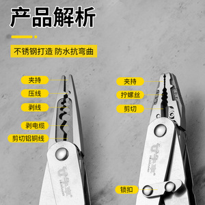 Nianqing Multi-function Pliers Stainless Steel 8 Inch Wire Cutting Stripping Outdoor Use - Product Image 1