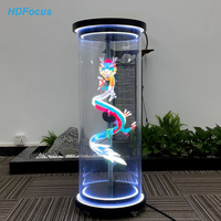 Mini projecteur holographique 3D en forme de ventilateur, solution d'affichage pour vitrine transparente cylindrique avec ventilateur holographique