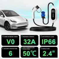 Chargeur EV portable 7KW 16A 32A Type1 Type2 GB/T, réglable, contrôle par application, IP55, prise Schuko, utilisation domestique et extérieure