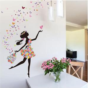 Decoración del Hogar, Adhesivos de Pared 3D Removibles con Diseño de Jaula de Pájaros y Mariposas para Habitación Infantil - Product Image 2