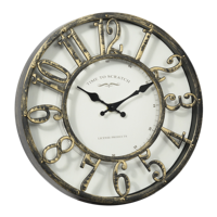 Horloge murale ronde en plastique squelette vintage rétro en laiton quartz de 12 pouces