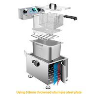 Friteuse électrique professionnelle HUAZE 13L/13.7QT en acier inoxydable avec panier, contrôle de la température, minuteur, 1800W, 120V, garantie 1 an