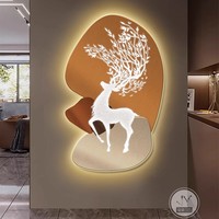 Lanterne suspendue LED en porcelaine de cristal, style dessin animé, motif élan, résistante à l'eau, écologique, pour hall d'entrée