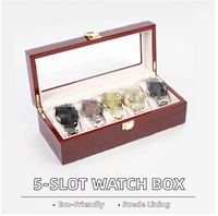 Laque en bois peinture fente montre conteneur boîte d'emballage cadeau organisateur étui logo personnalisé velours intérieur verre fenêtres