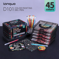 Coffret Cadeau de Stylos de Journalisation Languo 45 Couleurs, Marqueurs à Double Pointe, Kit de Papeterie pour Dessin Acuarela/Aquarelle 0.6mm