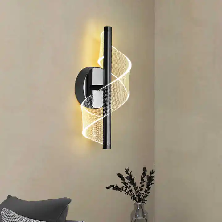 Modern basit Led duvar işık yaratıcı Spiral akrilik duvar aplik oturma odası yatak başucu koridor merdiven balkon lambası için