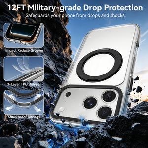 Coque de téléphone magnétique antichoc avec cadre d'objectif métallique et support rotatif <span class=keywords><strong>pour</strong></span> iPhone 17 18 Pro Max, emballage personnalisé avec logo - Product Image 2