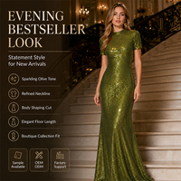 Robe de soirée de luxe en sequins olive pour femme, robe moulante sirène maxi, tenue de soirée formelle