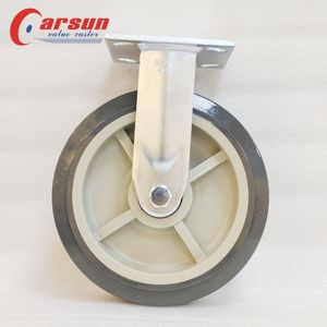 Roulettes en acier gris de 8 pouces avec roues en polyuréthane de 200 mm, roulettes robustes, plaque pivotante galvanisée pour chariot à outils, OEM personnalisé - Product Image 5