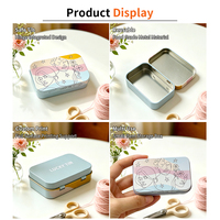 Boîte en fer blanc rectangulaire de qualité alimentaire 97x62x21 mm avec couvercle à charnière pour l'emballage d'outils et de kits de couture