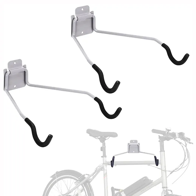 JH-Mech Bike Rack for Garage Bike Hanger Storage Indoor Space Saving 2 Packs Horizontal Wall Mounted Bike Hooks