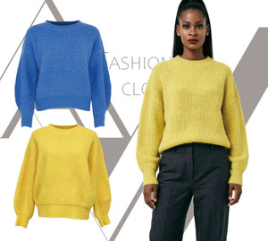 Minimalist Yellow Round Neck <strong>Chunky</strong> Knitwear Lantern Sleeve Drop Shoulder Daily Wear <strong>Women</strong> <strong>Jumper</strong> - Product Image 2