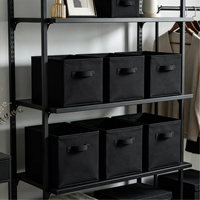 Paniers de rangement pliables en tissu noir avec poignée, paniers organisateurs pour jouets, vêtements et livres pour enfants, cubes de rangement pliables