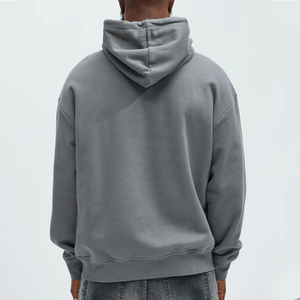Felpa con cappuccio grigio con Design frontale Multi-pannello e coulisse in metallo-Pullover Casual oversize da uomo <span class=keywords><strong>felpe</strong></span> con cappuccio personalizzate - Product Image 2