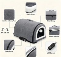 MEEW Lit-cave chauffant USB à double usage pour animaux de compagnie, maison de couchage fermée pour petits chats et chiens