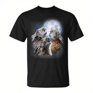 Camiseta con estampado de 3 conejos chillando al luna, ropa promocional para amantes de conejos y zorros - Product Image 2