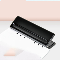 Perforateur réglable à 6 trous en métal pour agendas et classeurs à 6 anneaux, capacité de 6 feuilles pour A4 / A5 / A6