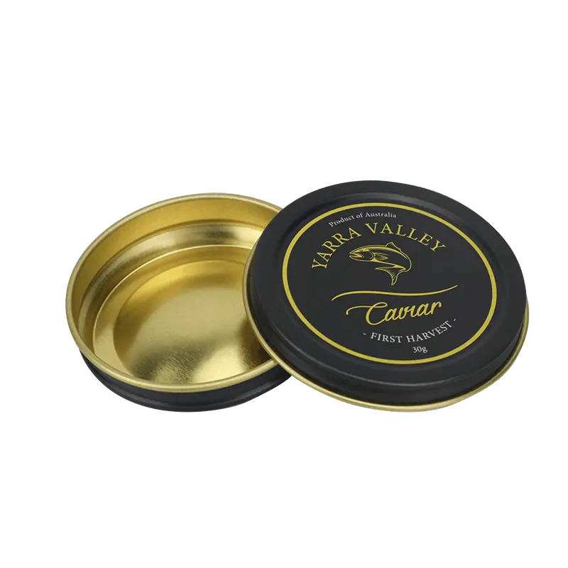 feinste qualität beliebt luxus benutzerdefiniertes logo lebensmittelqualität mattschwarze kaviarverpackung zinnbox