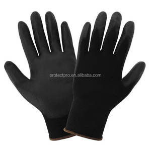 Guantes de trabajo de seguridad antiestáticos industriales con agarre de protección de revestimiento de <span class=keywords><strong>PU</strong></span> transpirable de poliéster baratos al por mayor - Product Image 1