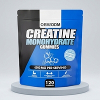 Gummies de créatine monohydrate OEM pour adultes, naturelles, 5g, 120 unités, sans sucre, complément pré-entraînement pour la croissance musculaire et les performances