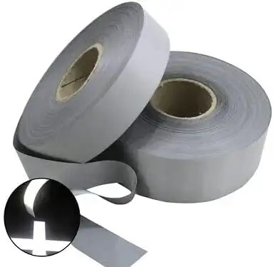 Sew On Silver Reflective Fabric Polyester Material DIY Tape For Clothing Superb Reflectivity And Visibility Reflective Sticker