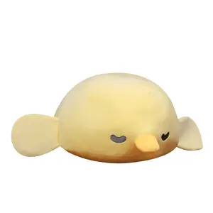 Ustom-muñeco de peluche Blando con diseño de pollo extraño, muñeco de peluche de color amarillo con diseño de Gorrión tumbado