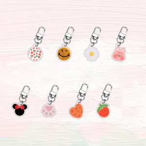 Custom New Korean Fashionable Cartoon Cute Double Transparent Acrylic Bead Chain Small Gift Accessories Pendant <b>Keychain</b> - Product Image 3