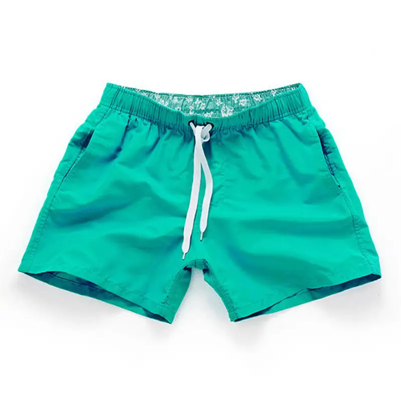 Customized Logo 18 colors Solid Plain Blue Mens Swim Trunks Quick Dry Outdoor Slim Beach Shorts Boardshorts Swimwear Men