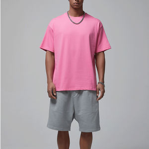 T-shirt uni personnalisé de luxe, T-shirt imprimé avec logo, col montant, T-shirt uni oversize pour homme - Product Image 4