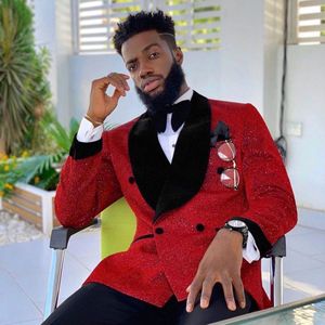 Veste de <span class=keywords><strong>smoking</strong></span> en velours rouge à paillettes pour homme, <span class=keywords><strong>col</strong></span> châle, idéale pour soirée formelle, mariage, bal de promo, blazer de luxe pour marié - Product Image 4