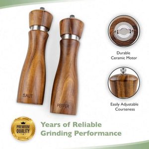 Juego de Molinillos de Sal y Pimienta Manuales de Madera de Acacia de 8 Pulgadas, Elegantes y en Oferta - Product Image 5