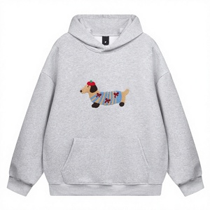 Sudadera con Capucha Casual para Hombre, Otoño, Ecológica, de Forro Polar, 100% Algodón, Estampado Digital, Bordado de Perro de Dibujos Animados, Holgada - Product Image 2