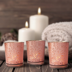Set di 12 pezzi porta candele in vetro luce da tè per matrimonio <span class=keywords><strong>oro</strong></span> votivo con tappo in alluminio per matrimoni - Product Image 4