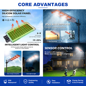 Lámpara de Columna para Exteriores de Alta Calidad, Garantía de Dos Años, Material ABS, 100, 200, 300 Vatios <span class=keywords><strong>LED</strong></span>, Farola Solar <span class=keywords><strong>Todo</strong></span> en Uno - Product Image 3