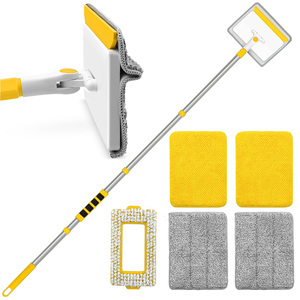 Mopa Limpiadora de Rodapiés 2 en 1 <span class=keywords><strong>con</strong></span> <span class=keywords><strong>Mango</strong></span> <span class=keywords><strong>Extensible</strong></span>, Almohadillas de Fibra de Franela y Chenilla, Diseño Convexo de 360 Grados, Herramientas para Limpiar Paredes y Ventanas - Product Image 1