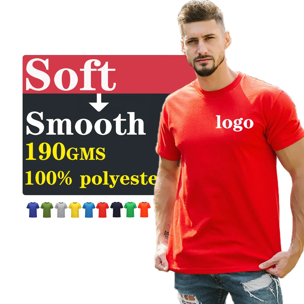 100% Polyester Heren T-shirts Grijs T-shirt Prints Logo Groothandel Effen T-shirt