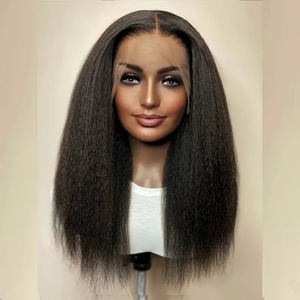 Premium Yaki texturizado rizado 13x4 frente 4x4 Cierre Peluca de mujer 250% densidad movimiento Natural alta definición HD Peluca de cabello humano - Product Image 3