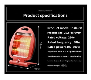 Calentador de Inducción PTC YD0605 de Fábrica, 220v 800w, Portátil, con Tubo de Cuarzo, Infrarrojo, Temporizador de 12 Horas, 600w, Plástico - Product Image 3
