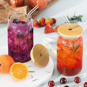 Hot Sale 3oz Pre-Drilled Double Wall High Borosilicate Glass Mini Snowglobe Tumbler with BPA Free Food Safe <b>Bamboo</b> Lid and <b>Straw</b> - Product Image 1
