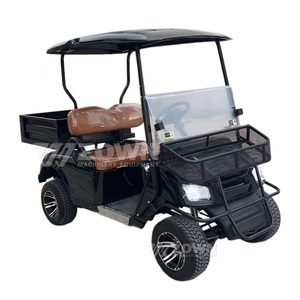 Carrito de Golf de 2 Plazas, Resistente, Color Negro, con Canasta de Almacenamiento Delantera y Asientos de Cuero Suave, para Mantenimiento y Suministro en Resorts - Product Image 1