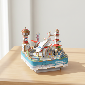 Caja de Música de Madera 3D con Forma de Avión ChaoTong, Ensamblaje con Manivela, Kit de Herramientas para Modelismo, Educación Científica y Entrenamiento - Product Image 1